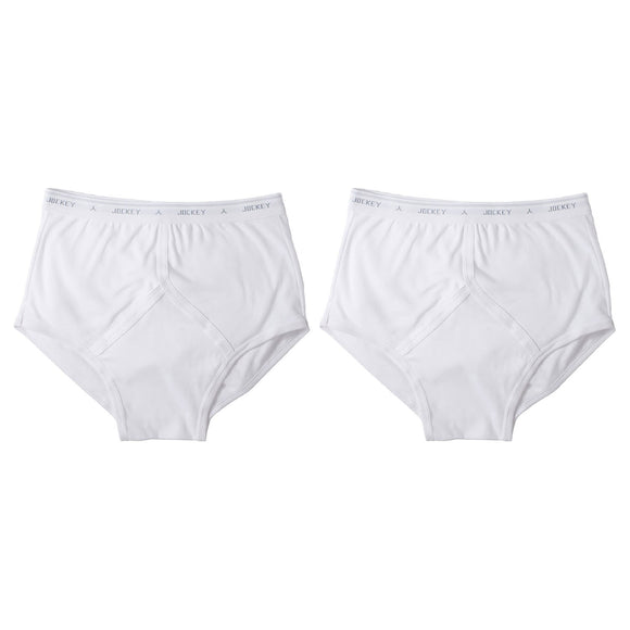 2 Pack Jockey Y-Front Briefs Mens Comfy Cotton Underwear Undies Boxer Bulk White
