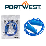 6 Pair Portwest Detectable Disposable Corded PU Soft Foam Ear Plugs Bulk Anti Noise Reduction Cancelling for Work Sleeping Blue with String EP30