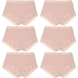 6 Pack Jockey Parisienne Bamboo Full Brief Lace Womens Underwear Panties Dusk Beige Bulk WRHL