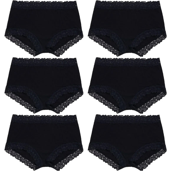 6 Pack Jockey Parisienne Bamboo Full Brief Lace Womens Underwear Panties Black Bulk WRHL
