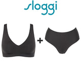 Sloggi Zero Feel 2.0 Soft Bra and Brief Women Ladies Underwear Panties Black Set