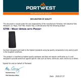 3pcs Portwest S794 3/4 Long Half Waist Apron with Pocket Kitchen Cafe Chef Bulk