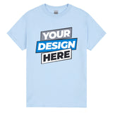 Personalised Customised Mens Custom T-Shirt Logo Text Printing Light Blue Tee Printed