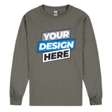 Personalised Customised Mens Custom Long Sleeve T-Shirt Logo Printing Charcoal Tee Printed