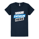 Personalised Ladies Womens Custom Printed T-Shirt Logo Text Printing Navy Blue Tee Top