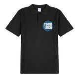 Personalised Mens Custom Printed Polo Collar T-Shirt Logo Printing Black Tee