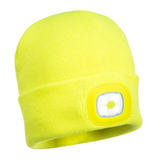 Portwest USB Rechargeable LED Head Light Knitted Beanie for Kids Junior Boys Girls B027
