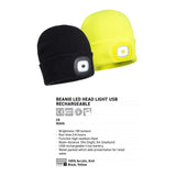 Portwest USB Rechargeable LED Head Light Knitted Beanie for Kids Junior Boys Girls B027