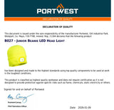 Portwest USB Rechargeable LED Head Light Knitted Beanie for Kids Junior Boys Girls B027
