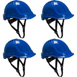 4 Pack Portwest Endurance Plus Work Safety Helmet Vented Hard Hat Blue Bulk PS55