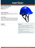 4 Pack Portwest Endurance Plus Work Safety Helmet Vented Hard Hat Blue Bulk PS55
