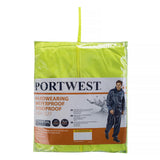 3 Pack Portwest Classic PVC Coated Waterproof Rain Suit Jacket Pants Yellow Raincoat Hooded Bulk