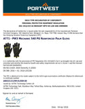 Portwest PW3 Level B Cut Resistant Padded Palm Tradesman Safety Work Gloves A771 Black/Yellow