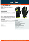 Portwest PW3 Level B Cut Resistant Padded Palm Tradesman Safety Work Gloves A771 Black/Yellow