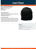 3x Portwest Insulatex Knit Windproof Rib Cap Beanie Hat Mens Womens Black Bulk