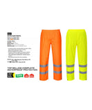 4 Pack Portwest Hi-Vis Yellow Waterproof Windproof Rain Pants Trousers with Reflective Tape Bulk