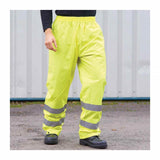 4 Pack Portwest Hi-Vis Yellow Waterproof Windproof Rain Pants Trousers with Reflective Tape Bulk
