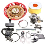 Recoil Carburetor Kit Ignition Coil Spark Plug Air Filter Gas For Honda GX160