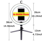 Portable USB Makeup Selfie Live LED Ring Light Lamp with Tripod and Phone Holder