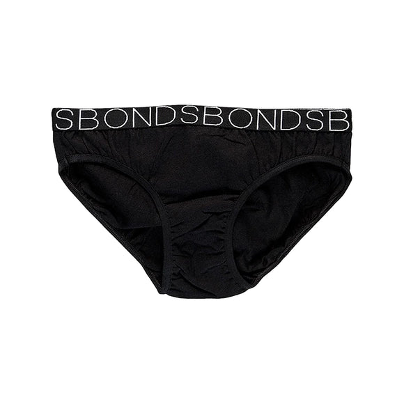 Bonds Girls Kids Bikini Plain Black Comfy Cotton Briefs Undies Underwear Panties 1 Piece