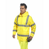 Portwest Hi Vis Waterproof Windproof Reflective Vented Rain Jacket Raincoat Safety Workwear H440