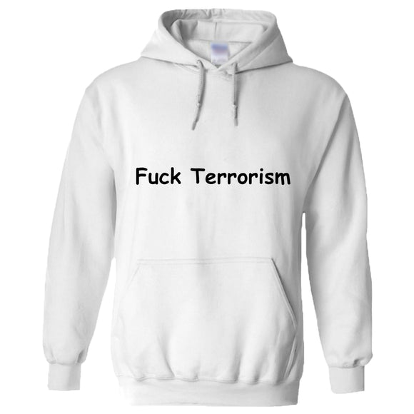 Rude Funny Offensive Fuck Terrorism Terrorist White Hoodie Mens Hooded Sweater