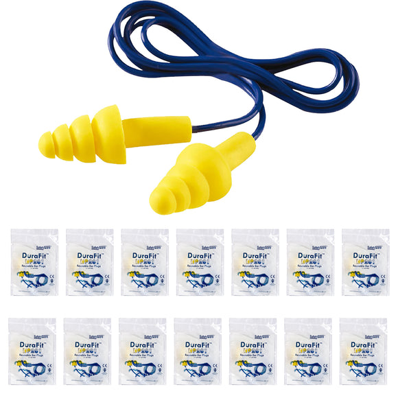 20 Pairs Safetyware Reusable Corded Ear Plugs Noise Reduction Cancelling Work Sleeping Bulk HP-201 TPR DuraFit Yellow