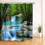 3D Waterfall Nature Scenery Bathroom Shower Curtain Waterproof Extra Long 1.8M Polyester