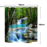 3D Waterfall Nature Scenery Bathroom Shower Curtain Waterproof Extra Long 1.8M Polyester