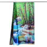 3D Waterfall Nature Scenery Bathroom Shower Curtain Waterproof Extra Long 1.8M Polyester