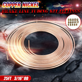 25Ft 3/16" OD Copper Nickel Brake Line Tube Tubing Kit with 15Pcs Nuts Fittings