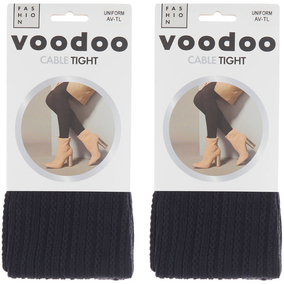 Voodoo 2 Pack Cable Tights Womens Thermal Pantyhose Stockings HXRY1N Bulk Uniform Navy Blue Knitted Leggings Pants