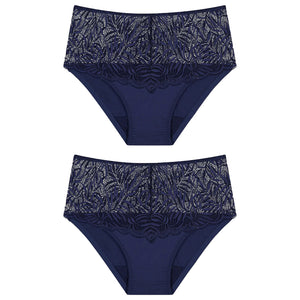 2x Triumph Essential Lace Maxi Womens Underwear Panties Full Briefs Navy Blue Undies Lingerie