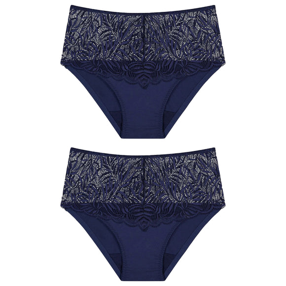 2x Triumph Essential Lace Maxi Womens Underwear Panties Full Briefs Navy Blue Undies Lingerie