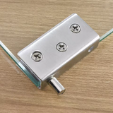 2pcs Display Cabinet Cupboard Glass Door Hinges Swing Pivot Stainless Steel Silver