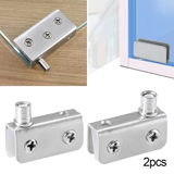 2pcs Display Cabinet Cupboard Glass Door Hinges Swing Pivot Stainless Steel Silver