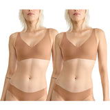 2x Sloggi Zero Feel 2.0 Soft Bra Invisible Comfort Womens Crop Tops Nostalgic Brown Wire Free Wireless Padded Bulk