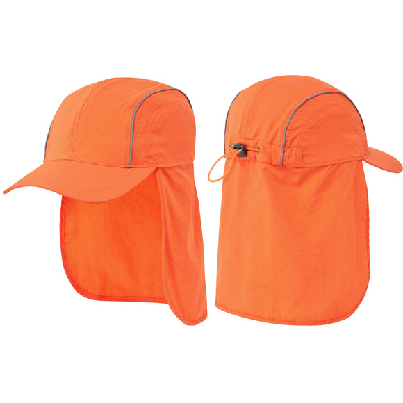 2x Portwest Breathable Sun Shield Cap Reflective Safety Work Hat Neck Protection Shade Visor Orange Bulk