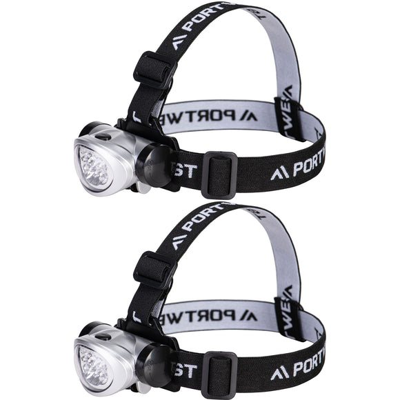 2x Portwest PA50 LED Head Light Torch Adjustable Battery Headlight Headlamp Bulk