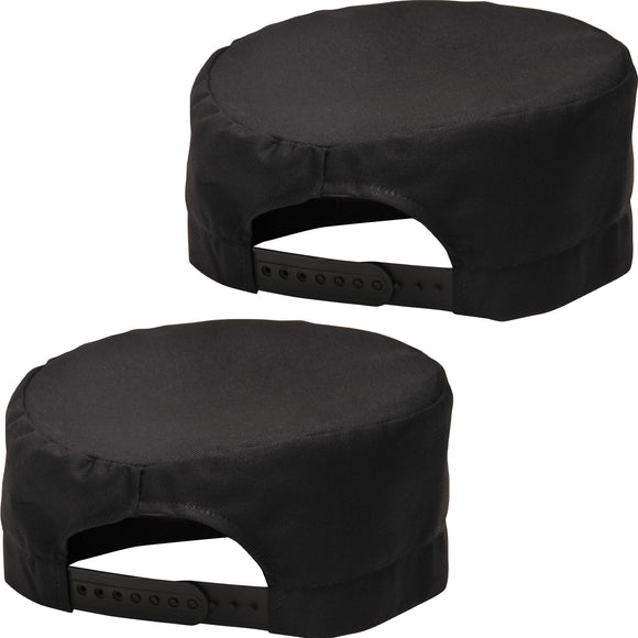 Portwest 2 Pack S899 Chefs Skull Cap Adjustable Water Resistant Hat Bulk Black for Men & Women Kitchen Cooking Baker Restaurants Catering