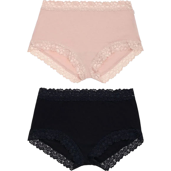 2x Jockey Parisienne Bamboo Full Brief Lace Womens Underwear Panties Black Dusk Bulk