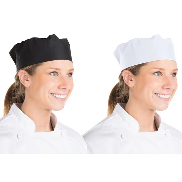 2 Pack Portwest S899 Chefs Skull Cap Adjustable Hat Black White Water Resistant for Men & Women Kitchen Cooking Baker Restaurants Catering Bulk