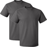 2 Pack Mens Cotton Blank Plain Basic Crew Neck Short Sleeve T-Shirt Tee Top Bulk Classic Regular Fit