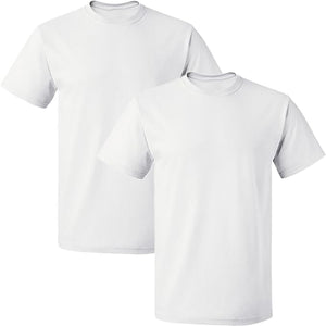 2 Pack Mens Cotton Blank Plain Basic Crew Neck Short Sleeve T-Shirt Tee Top Bulk Classic Regular Fit