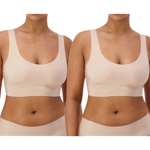 2x Sloggi Zero Feel Invisible Comfort Women Wire Free Bra Crop Top Peanut Butter Beige