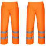 2x Portwest Hi Vis Orange Waterproof Windproof Rain Work Pants Trousers with Reflective Tape Bulk