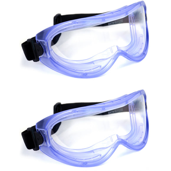 2x Safetyware Ventilated Eye Protection Clear Anti Fog Lab Safety Goggles Glasses Protective Eyewear