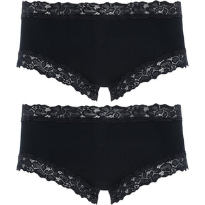2x Jockey Parisienne Classic Boyleg Lace Womens Underwear Panties Black Bulk WWLF