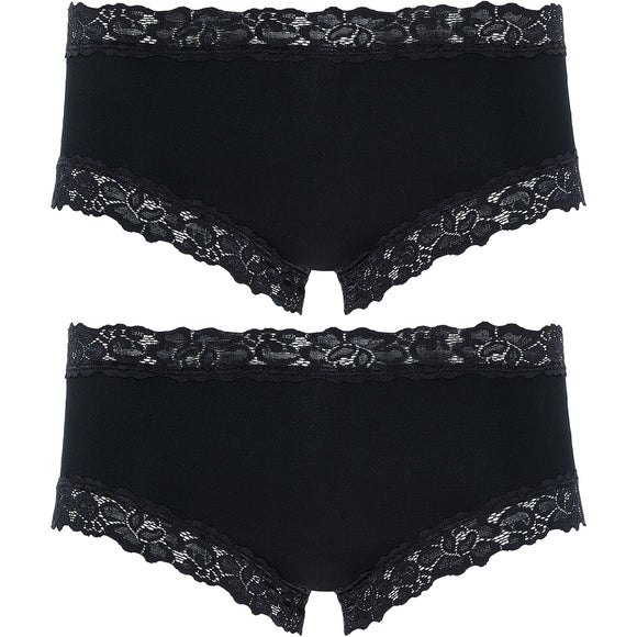 2x Jockey Parisienne Classic Boyleg Lace Womens Underwear Panties Black Bulk WWLF