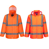 2x Portwest Hi Vis Orange Waterproof Windproof Vented Safety Rain Jacket Raincoat Bulk H440